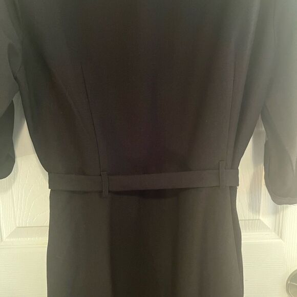 Sharagano Black Tie Front Midi Dress with Gold Buttons - Picture 4 of 10